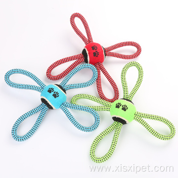 Flower Shape Rope Pet Toy with Tennis Ball